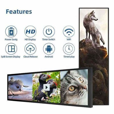 24 pollici Ultra Wide Resolution Stretched Bar Tipo LCD Display pubblicitario La scelta perfetta per il commercio al dettaglio degli scaffali dei supermercati