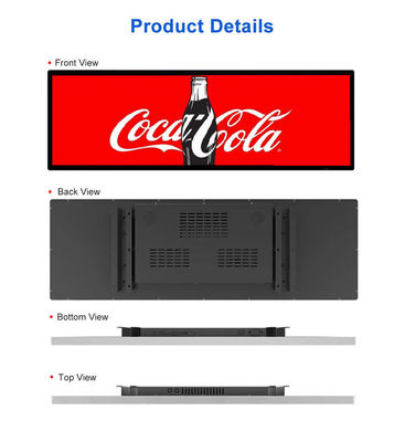 24 pollici Ultra Wide Resolution Stretched Bar Tipo LCD Display pubblicitario La scelta perfetta per il commercio al dettaglio degli scaffali dei supermercati