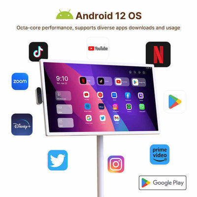 Portable Indoor 24 Inch Android Moving Smart Stand By Me Suolo Standing Smart TV