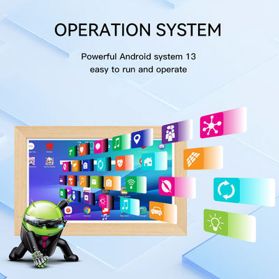 Tablet Android 13 con cornice in legno RK3588 da 21,5 pollici, POE NFC, PC tablet da parete per uso pubblicitario