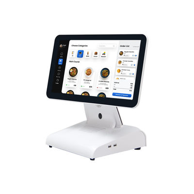 Macchina POS da tavolo da 15 pollici N2840 Terminale POS per ristoranti 2+32GB Sistema POS All-in-One con display cliente