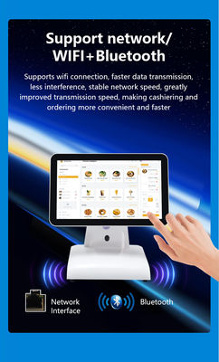 Macchina POS da tavolo da 15 pollici N2840 Terminale POS per ristoranti 2+32GB Sistema POS All-in-One con display cliente