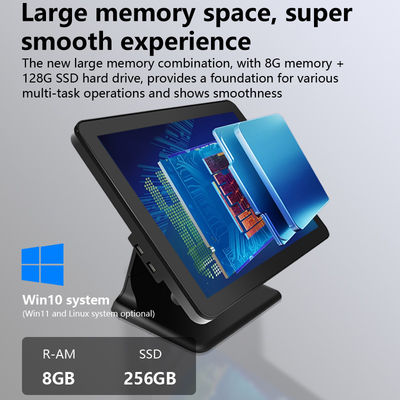 Nuovo design terminale Pos desktop da 15 pollici 60Hz 8+256GB N100 CPU Registratore di cassa Pos per la vendita al dettaglio con stampante e scanner