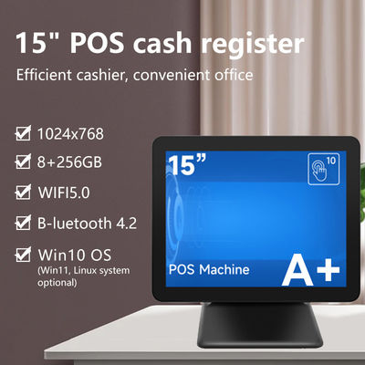 Nuovo design terminale Pos desktop da 15 pollici 60Hz 8+256GB N100 CPU Registratore di cassa Pos per la vendita al dettaglio con stampante e scanner