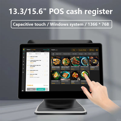 13.3/15.6Inch Dual Touch Screen POS System I3 Win System Retail Store POS Terminal con base pieghevole