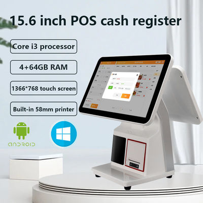 Sistema operativo Android Dispositivo POS con doppio schermo touch da 15,6 pollici per fatturazione Epos e registratore di cassa All-in-One