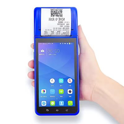 Sistema POS Android portatile da 5,5" Registratore di cassa Touch Screen Mobile POS Terminal WiFi USB NFC Pagamento per la vendita al dettaglio Blu