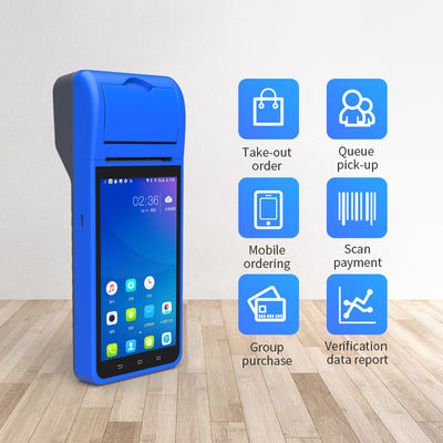 Sistema POS Android portatile da 5,5" Registratore di cassa Touch Screen Mobile POS Terminal WiFi USB NFC Pagamento per la vendita al dettaglio Blu
