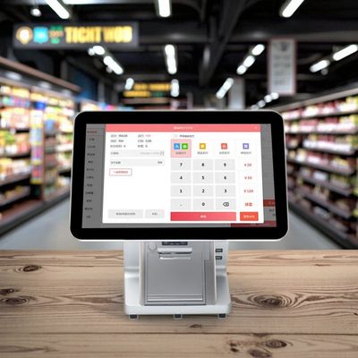 Sistemi POS All-in-One con doppio schermo touch capacitivo per ristoranti, registratore di cassa Wifi e capacità disco rigido da 32 GB