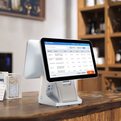 Sistemi POS All-in-One con doppio schermo touch capacitivo per ristoranti, registratore di cassa Wifi e capacità disco rigido da 32 GB