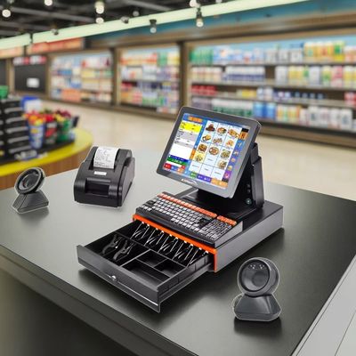 Registratore di cassa per supermercato con touchscreen da 15 pollici I5 I7 I9, 12 lingue OSD e interfaccia USB