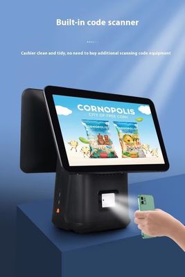 Macchina di fatturazione per ristoranti al dettaglio da 15,6 pollici con doppio schermo, sistema POS con sistema operativo Windows e Android POS