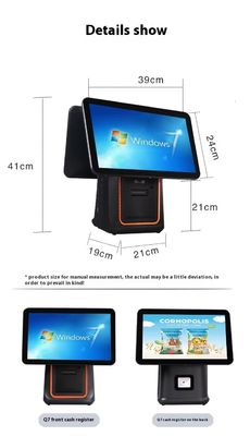 Macchina di fatturazione per ristoranti al dettaglio da 15,6 pollici con doppio schermo, sistema POS con sistema operativo Win e Android POS