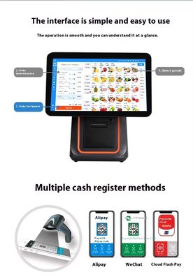 Macchina di fatturazione per ristoranti al dettaglio da 15,6 pollici con doppio schermo, sistema POS con sistema operativo Win e Android POS