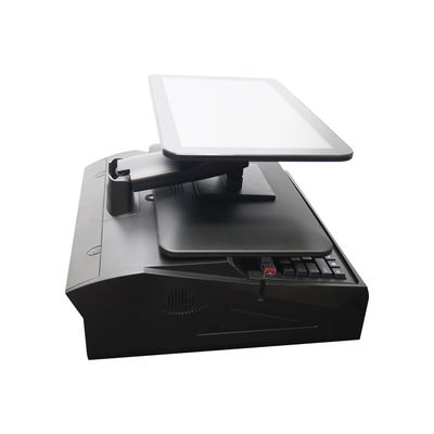 OEM ODM 15.6 Inch Dual Screen Win7 Pos Cash Register N2840 Cpu 2+32GB Desktop POS Terminal con stampante da 58 mm, tastiera