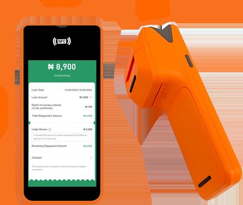 Macchina POS portatile palmare da 5,45 pollici Terminale di pagamento mobile NFC Smart Orange Pos System con stampante e fotocamera