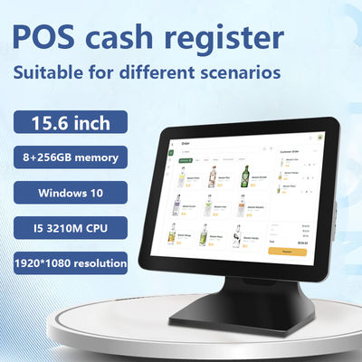 Registratore di cassa POS con memoria grande da 15,6" 8+256GB, schermo touch 1080P Win10, con display cliente