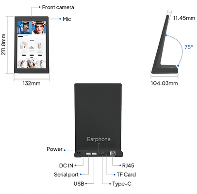 Chiosco di self-service aziendale di tipo L da 8 pollici tablet pc Android Capacitive touch scree POE power WIFI NFC per i ristoranti che ordinano tablet POS