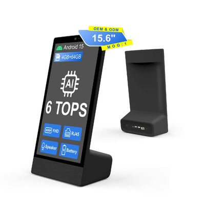 Desktop a L 15.6 pollici 1920x1080 android 15 tablet pc Wi-Fi NFC Touch screen capacitivo 10000mah Octa Core per fast food e altro con altoparlante