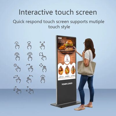 Display pubblicitari LCD da terra da 43 pollici con touchscreen, chiosco intelligente, lettore di poster per centri commerciali