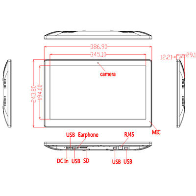 PC All-in-One Touch Screen Ultra Sottile da 15,6 pollici con WiFi RJ45 e PoE da 8 GB ROM