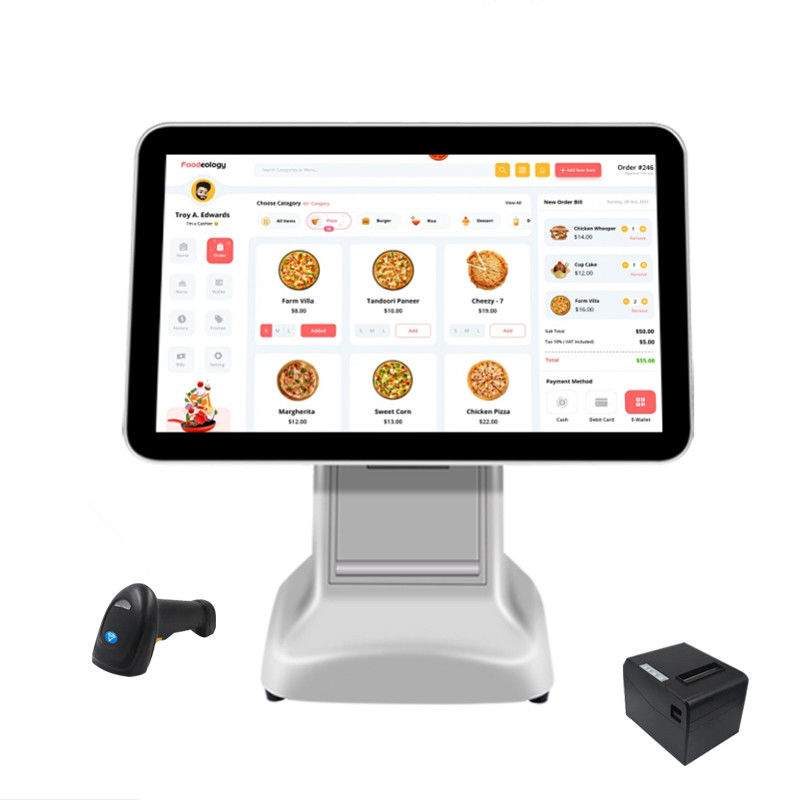 Terminale di cassa prodotto 15,6 pollici Android POS All in One Mini registratore di cassa per supermercato con uscita stampante a colori
