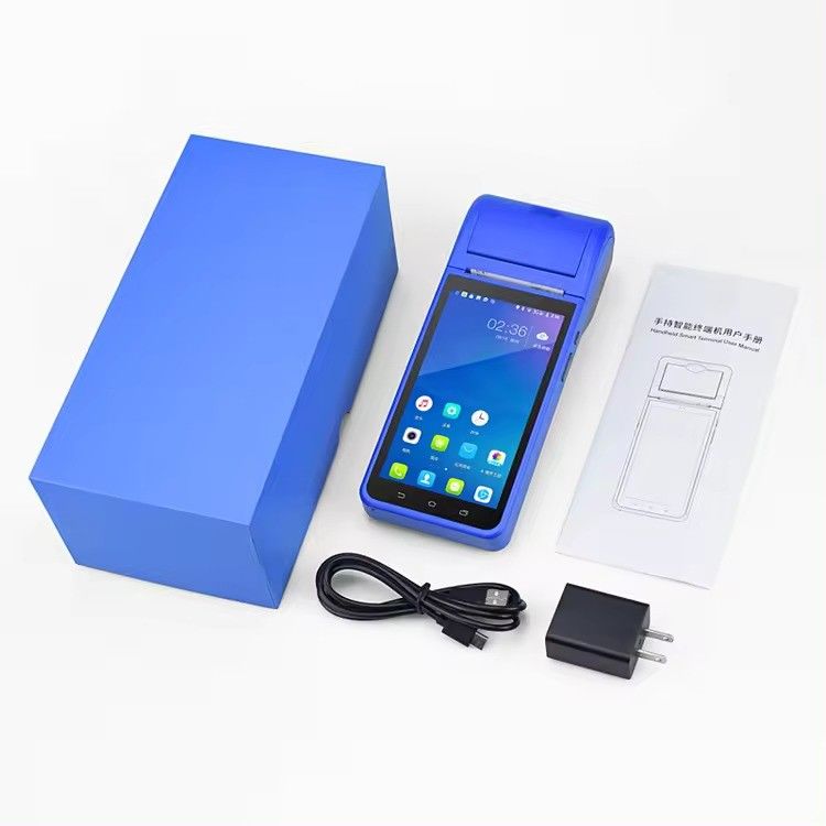 Sistema POS Android portatile da 5,5" Registratore di cassa Touch Screen Mobile POS Terminal WiFi USB NFC Pagamento per la vendita al dettaglio Blu
