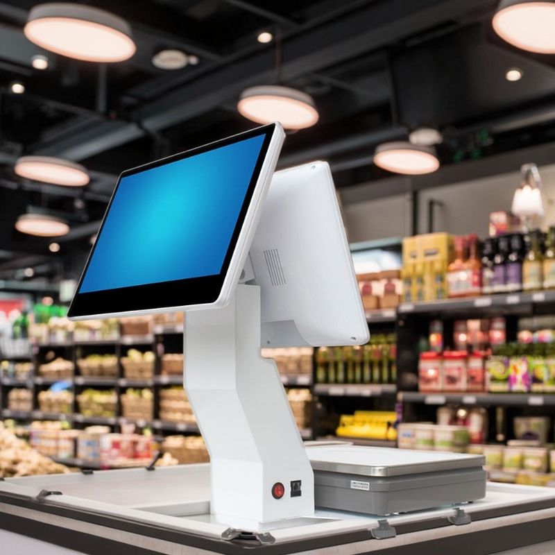 15.4 Inch Dual Screen Win Touch All in One Scale Weighing POS Supermarket Hotel's Ultimate POS Solution con WIFI/BT