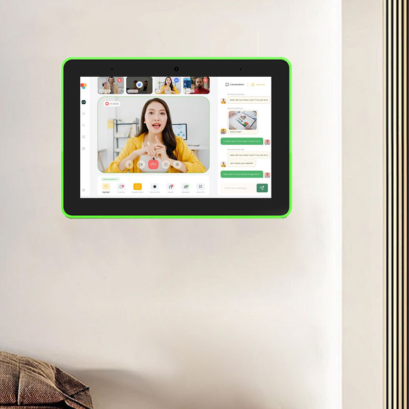 Tablet Android da 10,1 pollici da incasso a parete con Rockchip RK3576 Quad-core e barra luminosa LED a 4 lati per la prenotazione di sale riunioni